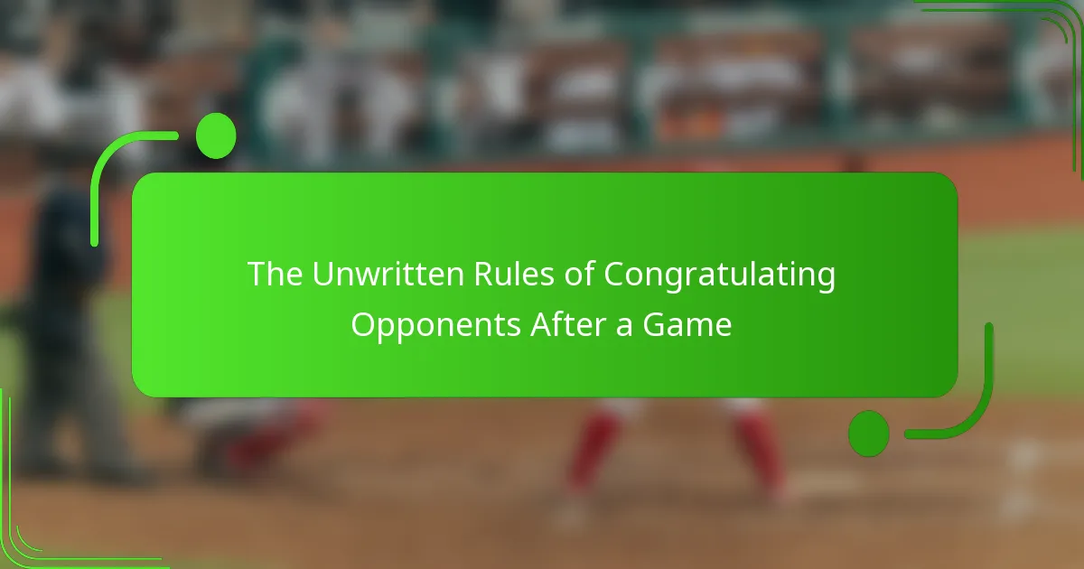The Unwritten Rules of Congratulating Opponents After a Game
