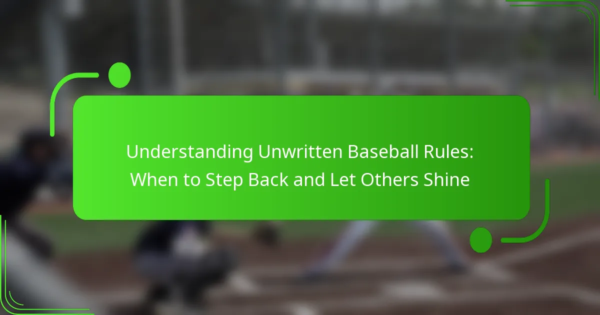 Understanding Unwritten Baseball Rules: When to Step Back and Let Others Shine
