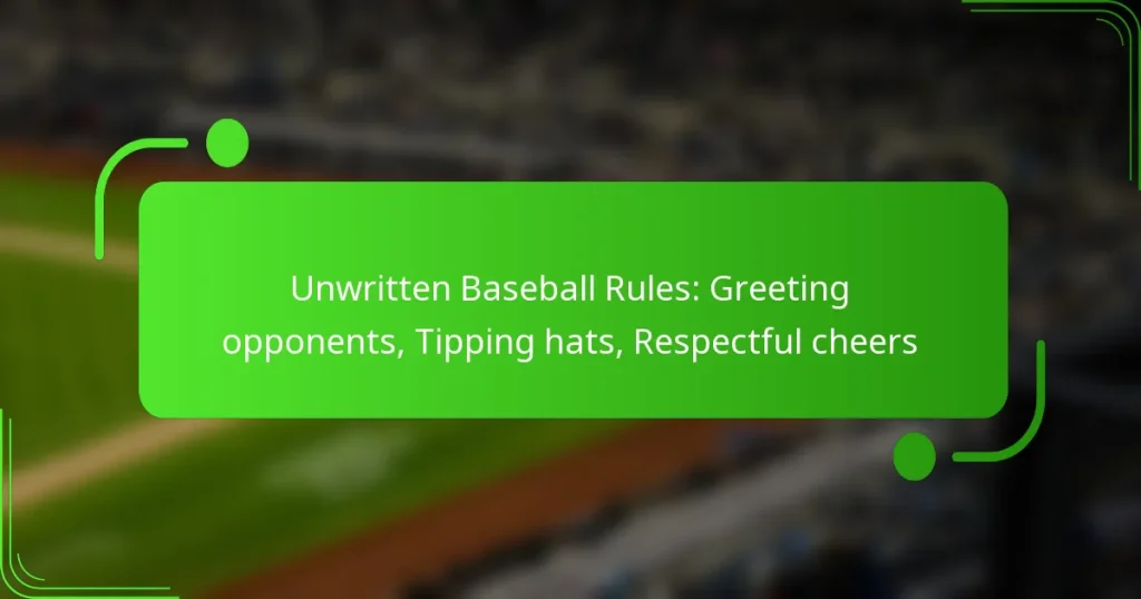 Unwritten Baseball Rules: Greeting opponents, Tipping hats, Respectful cheers