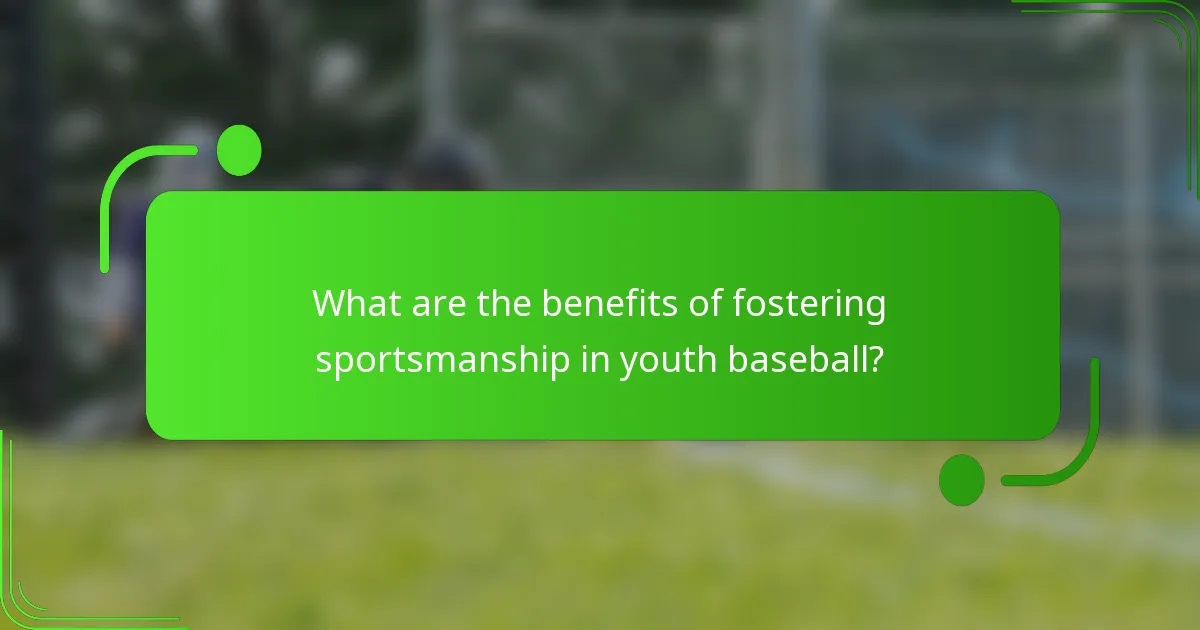 What are the benefits of fostering sportsmanship in youth baseball?